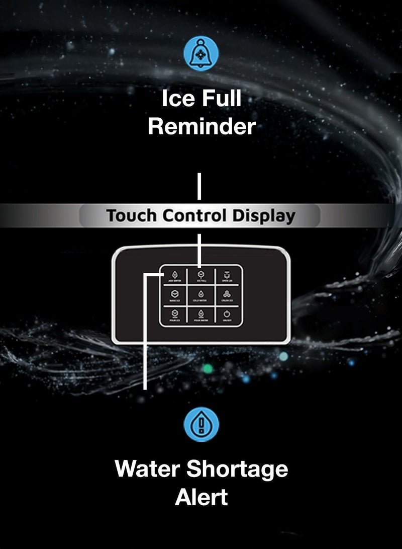 جرين ليون جهاز صنع الثلج وموزع المياه 3 في 1 يوضع على سطح الطاولة، كسارة ثلج، إنتاج حتى 20 كجم من الثلج يوميًا، خزان مياه بسعة 5 لتر، شاشة تحكم باللمس، مؤشر مستوى الثلج، آلة صنع ثلج بقدرة 200 واط للاستخدام المنزلي والمطبخ والحفلات والمكتب - Image 3